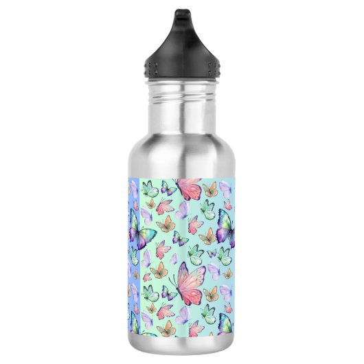 Butterfische Lineare Gradient Background Pattern Edelstahlflasche (Rechts)