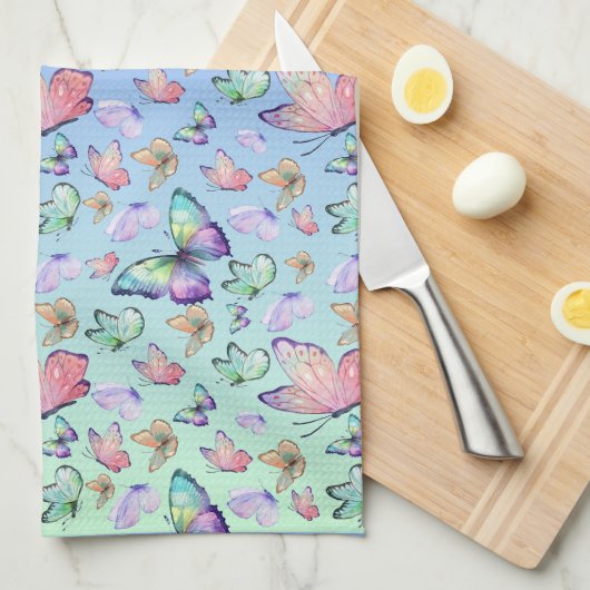 Butterfische Lineare Gradient Background Pattern Geschirrtuch (Viertel Falte)