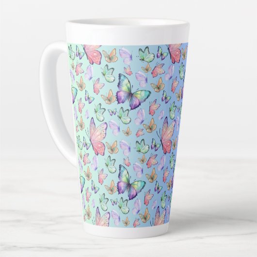 Butterfische Lineare Gradient Background Pattern Milchtasse (Linke Ecke)