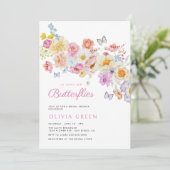 Butterfische Pastel Bloom Floral Brautparty Einladung (Stehend Vorderseite)