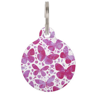Butterfische Wasserfarbe Magenta Pink Pet ID Tag Haustiermarke