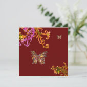 BUTTERFLÄCHE, hellrosa gelb Einladung (Stehend Vorderseite)