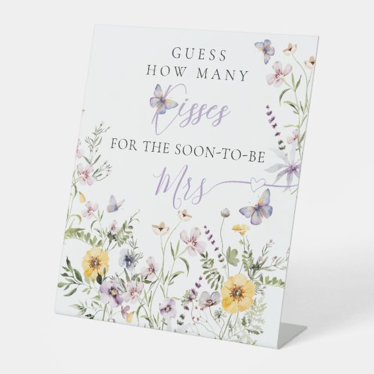 Butterflay Lila floral Brautparty Kisses Game Sockelschild (Vorderseite)