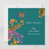 BUTTERFLEGE, hellrosa, gelb grün Einladung (Rückseite)