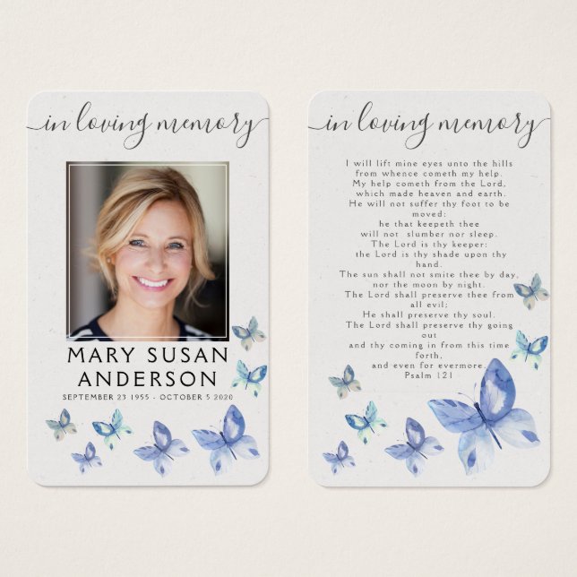 Butterflets Foto Beerdigung Gedenkkarte (Vorne & Hinten)