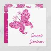 Butterfliegen 16 . Geburtstag Einladung (Vorne/Hinten)