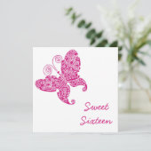 Butterfliegen 16 . Geburtstag Einladung (Stehend Vorderseite)