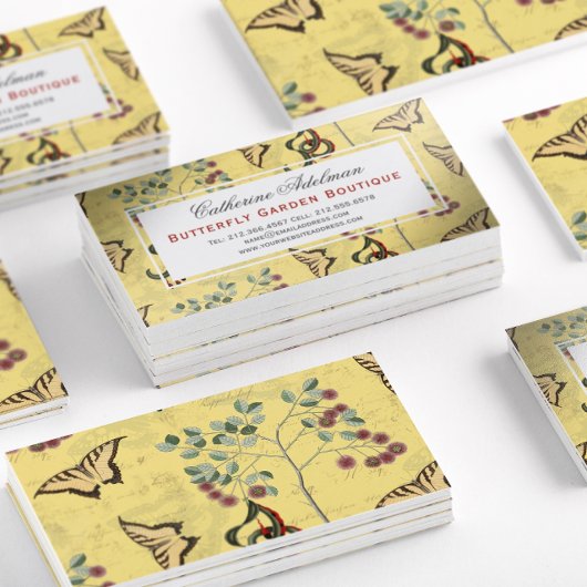 Butterfliegen Botanische Vintage Chinoiserie Visitenkarte