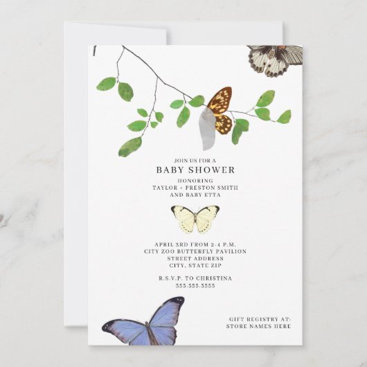 Butterfliegen Chrysalis Baby Shower Einladung (Vorderseite)
