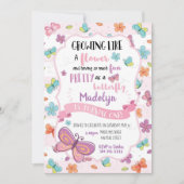 Butterfliegen Einladung zum ersten Geburtstag (Vorderseite)