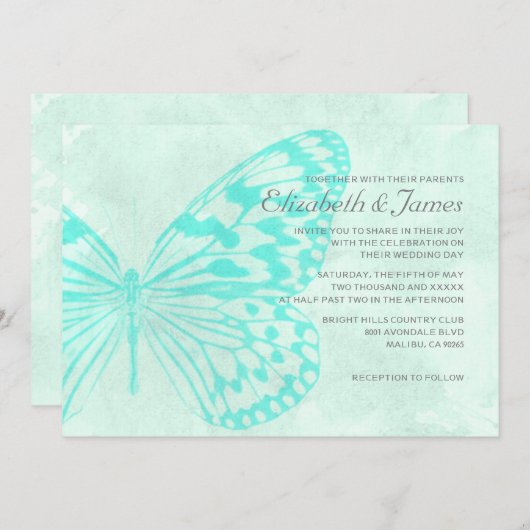 Butterfliegen Einladungen zur Hochzeit (Vorne/Hinten)