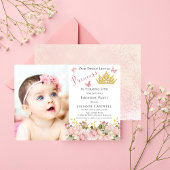Butterfliegen Floral Princess Foto 1. Geburtstag Einladung