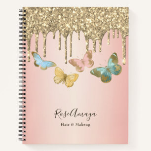 Butterfliegen Girly Glitzer Tropfen Personalisiert Notizblock