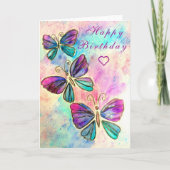 Butterfliegen Happy Birthday Card Karte (Vorderseite)