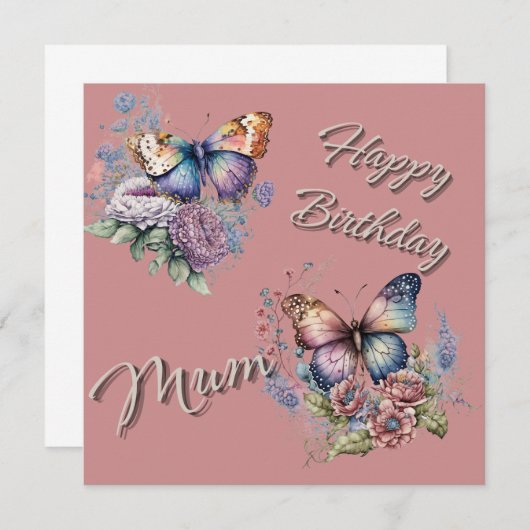 Butterfliegen Happy Birthday Mum (Vorne/Hinten)