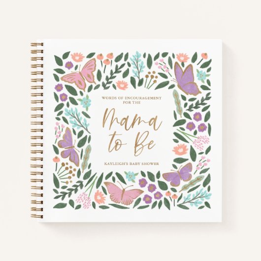 Butterfliegen Mama zu Baby Shower Gästebuch Notizblock (Vorderseite)