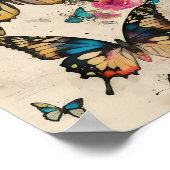 Butterfliegen Mixed Media Collage Ephemera Decoupa Poster (Ecke)