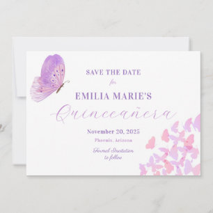 Butterfliegen Quinceañera Save the Date
