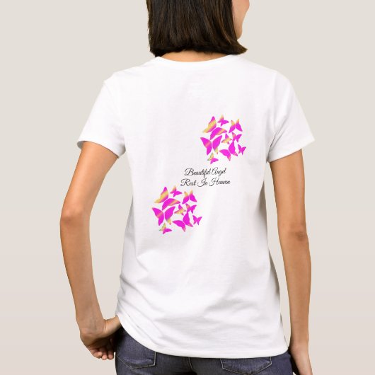 Butterfliegen-Script-Memorial-Beerdigung-T - Shirt (Rückseite)
