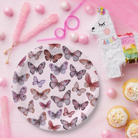 Butterfliegen Wassercolor Bday Bridal Baby Shower Pappteller (Party)