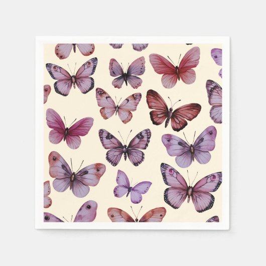 Butterfliegen Wassercolor Bday Bridal Baby Shower Serviette (Vorderseite)