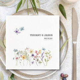 Butterfliegen Wasserfarbene Wildblume Blumenzehen Serviette