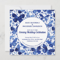 Butterfliegen Watercolor Indigo Blue Abend Wedding