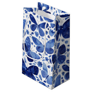 Butterfliegen Watercolor Indigo Blue Kleine Geschenktüte