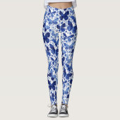 Butterfliegen Watercolor Indigo Blue Leggings (Vorderseite)