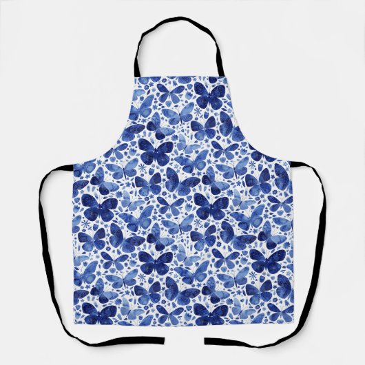 Butterfliegen Watercolor Indigo Blue Schürze (Vorderseite)