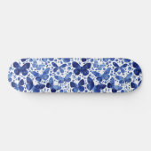 Butterfliegen Watercolor Indigo Blue Skateboard (Horizontal)
