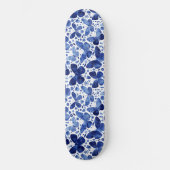 Butterfliegen Watercolor Indigo Blue Skateboard (Vorderseite)
