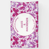 Butterfliegen Watercolor Magenta Pink Wedding Bann Banner (Vertikal)