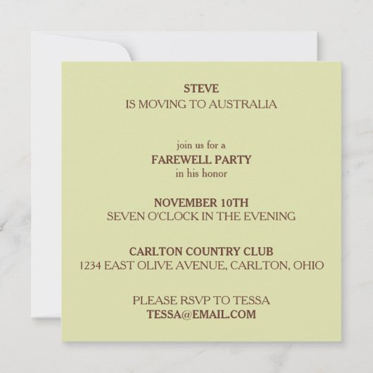 Butterfliegen Whimsical Farewell Party Einladung (Rückseite)