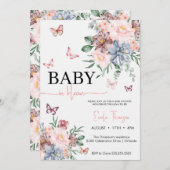 Butterfliegen Wildblume Girl Babydusche Einladung (Vorne/Hinten)