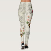 Butterfliegen Wildblumen Ephemera Romantische Vint Leggings (Rückseite)