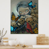 Butterflies and Bones ART PRINT big eye lowbrow Poster (Küche)