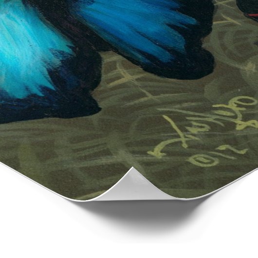 Butterflies and Bones ART PRINT big eye lowbrow Poster (Ecke)