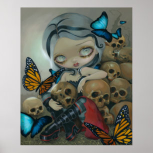 Butterflies and Bones ART PRINT big eye lowbrow Poster