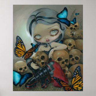 Butterflies and Bones ART PRINT big eye lowbrow Poster