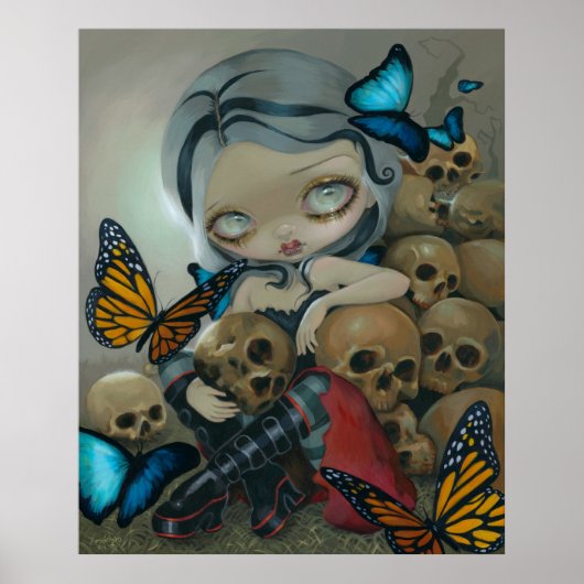 Butterflies and Bones ART PRINT big eye lowbrow Poster (Vorne)