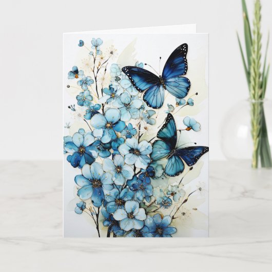Butterflies and Flowers Blank Note Greeting Card Karte (Vorderseite)