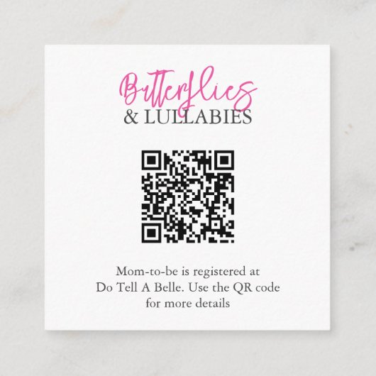 Butterflies and Lullabies Registry Begleitkarte (Rückseite)