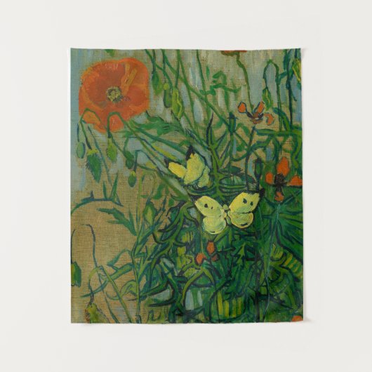 Butterflies and Poppies, 1889 by Vincent van Gogh Wandteppich (Vorderseite)