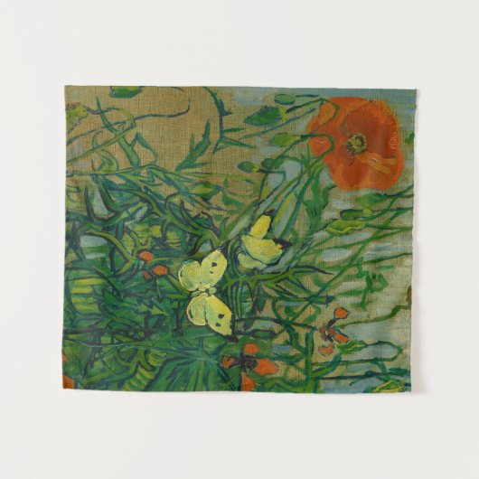 Butterflies and Poppies, 1889 by Vincent van Gogh Wandteppich (Vorderseite (Horizontal))