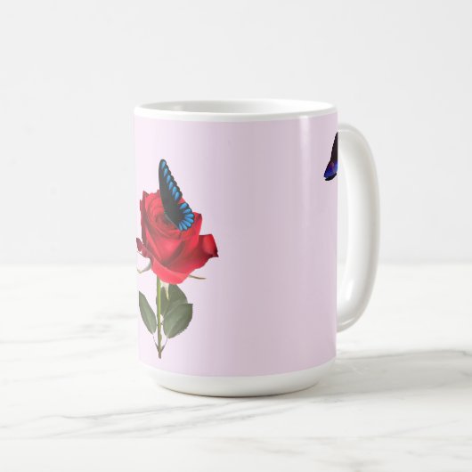 Butterflies and Rose Mug Kaffeetasse (VorderseiteRechts)