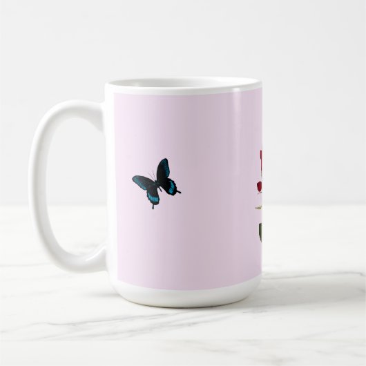 Butterflies and Rose Mug Kaffeetasse (Links)