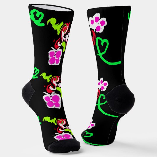Butterflies and Roses valentine  Socken (Gewinkelt)