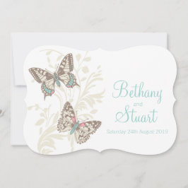 Butterflies aqua aquamarine creme Hochzeit Einladu Einladung