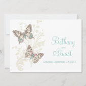 Butterflies aqua aquamarine Hochzeitseinladung Einladung (Vorderseite)